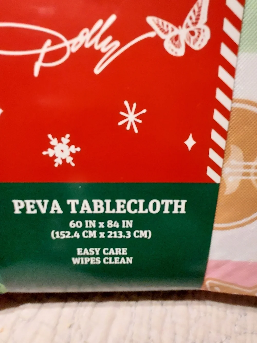Dolly Parton PEVA Holiday Tablecloth in Red and Multi-Color New
